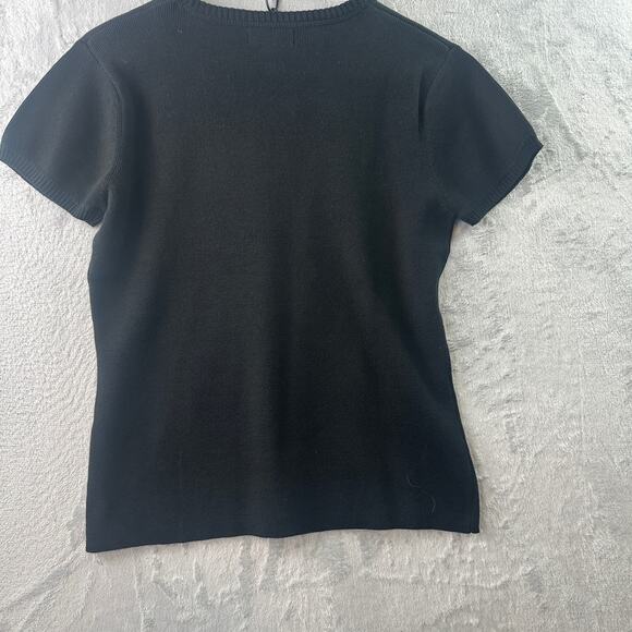 Banana Republic Black Short-Sleeve Cotton Sweater – Size L - Picture 2 of 6